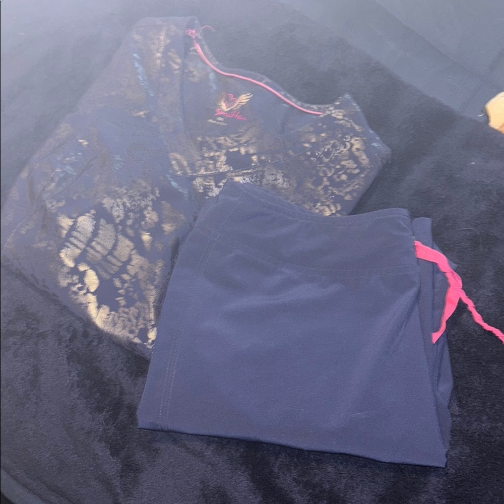 Smitten Black and Gold Scrub Set